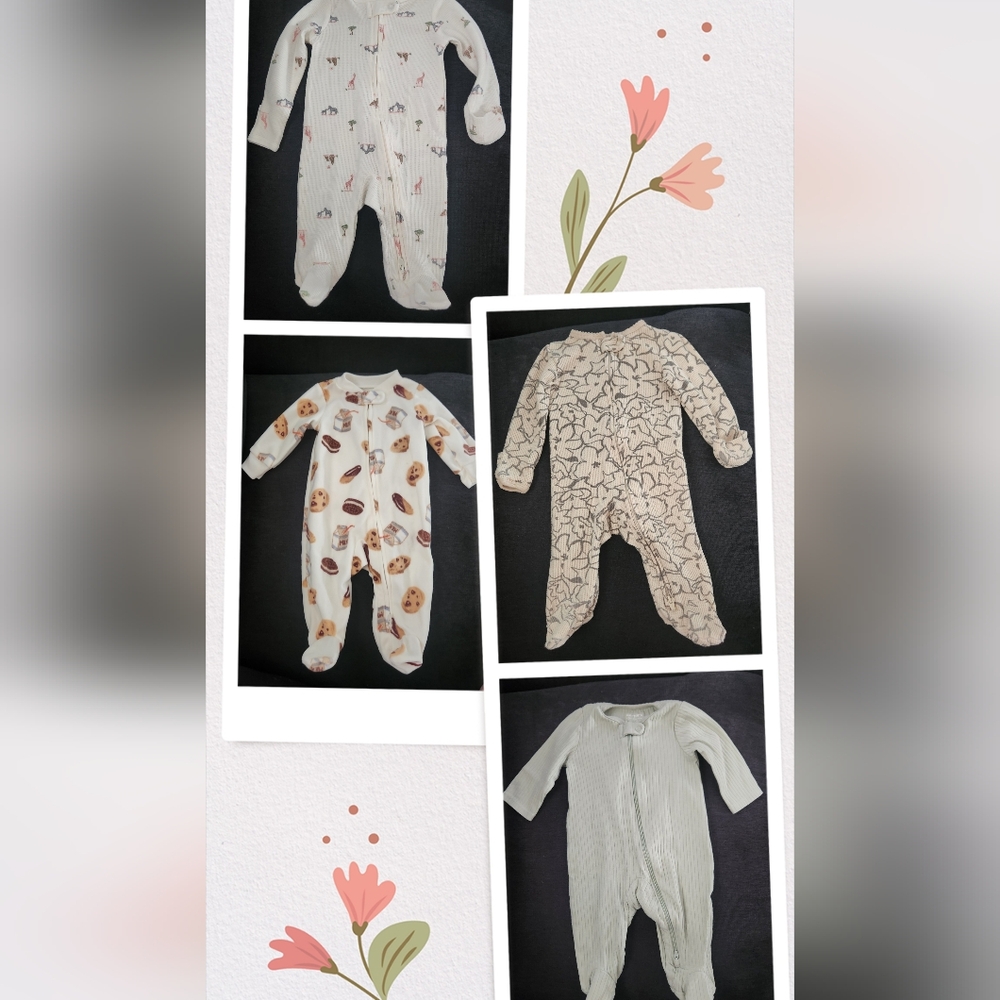 4/$30 Carters Footies With Double Zippers
